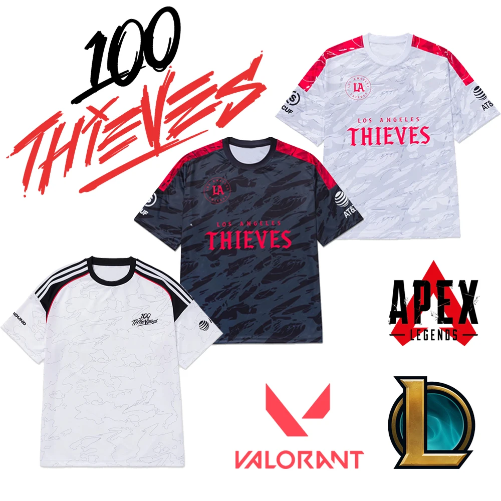 Esports Club 100 Thieves 2025 New Jerseys League Of Legends Valorant APEX Professional League Uniforms Fan Customized T-shirt