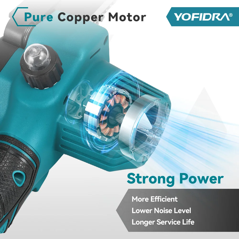 YOFIDRA 6 Zoll Elektrische Kettensäge Kabellos mit Ölsystem für Gartenholzschneiden, Holzfällen und Beschneiden, Elektrowerkzeug für Makita 21V Akku – Detail 8