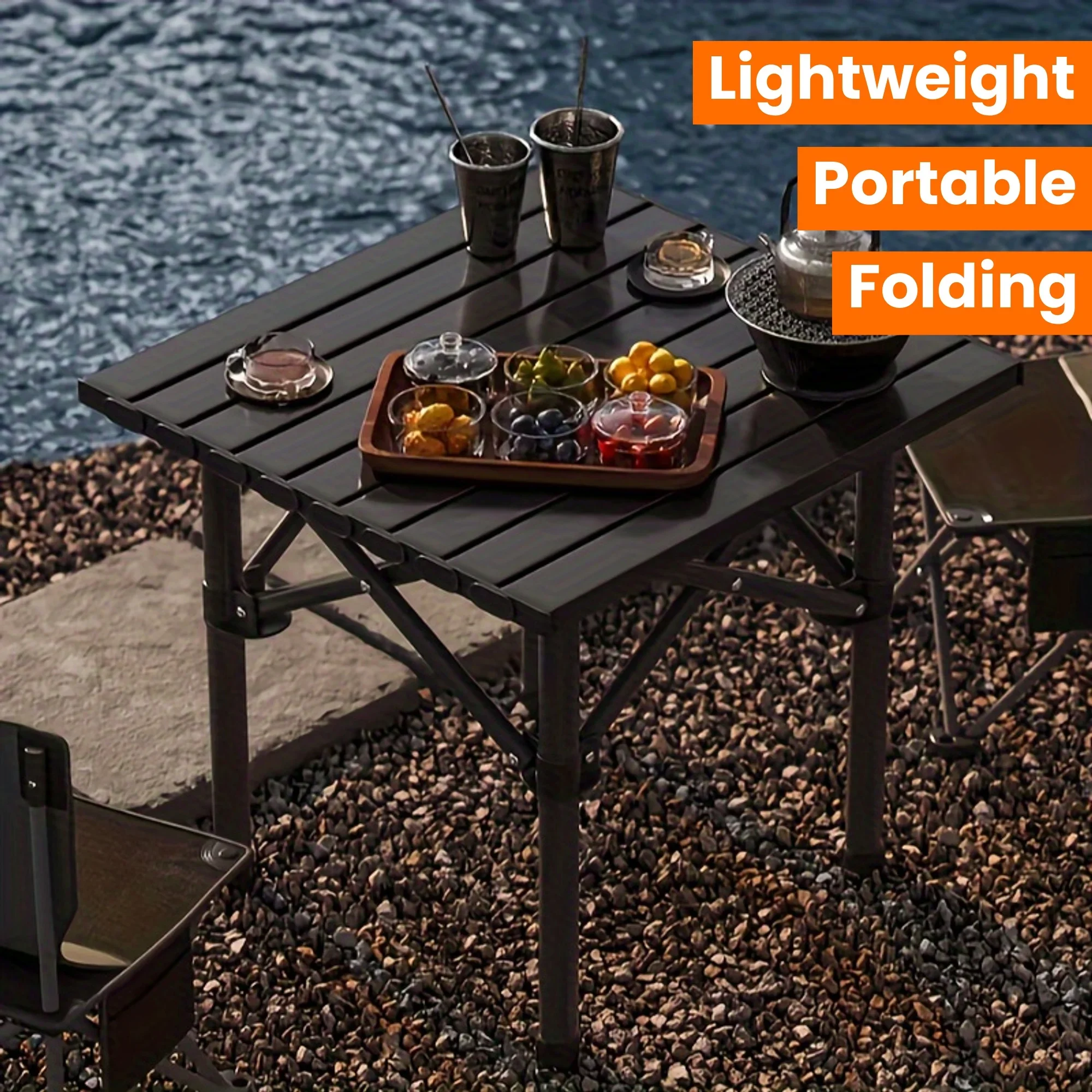 Portable Folding Camping Table for Outdoor Picnic - Lightweight Collapsible Roll-Up Metal Iron Table image 6