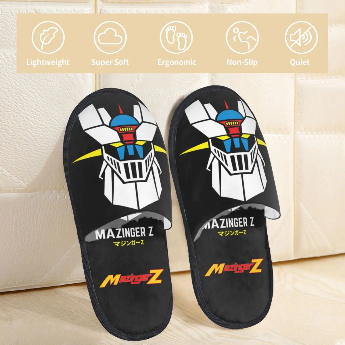 Zapatillas de algodón para el hogar, chanclas antideslizantes y acogedoras para el dormitorio, Mazinger Merch Z, Invierno