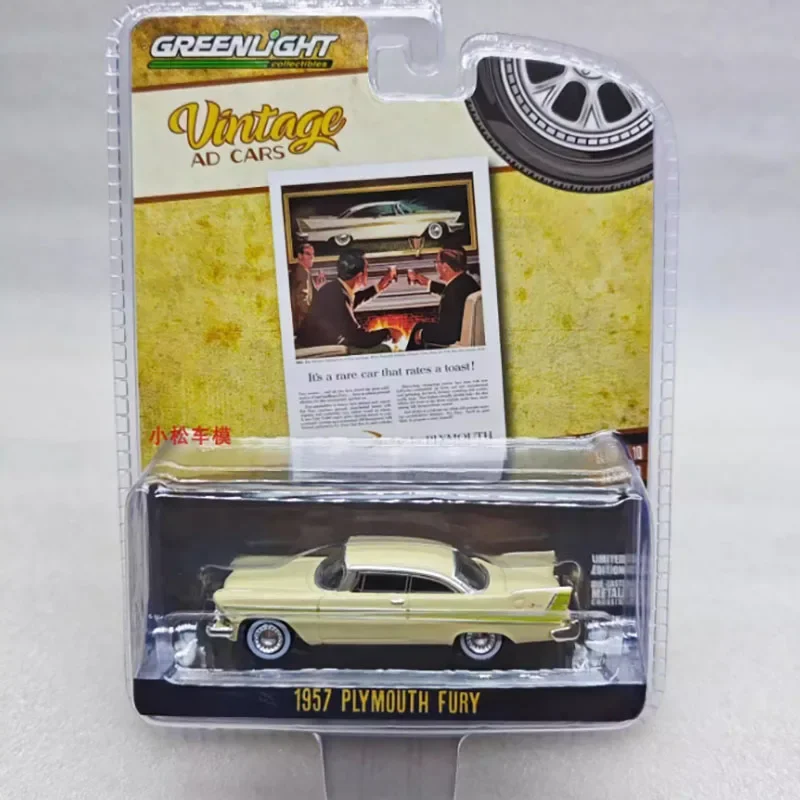 GreenLight 1:64 1957 Plymouth Fury/Belvedere Vintage Advertising Car Alloy Car Model Collection Display Toy Gifts Souvenirs