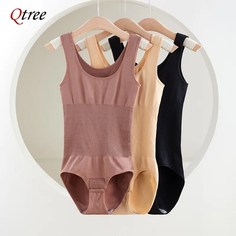 Qtree Plus Size XS-5XL Seamless Full Body Shaper Waist Trainer Panties Women Butt Lifter Tummy Control Bodysuits Slimming Panty