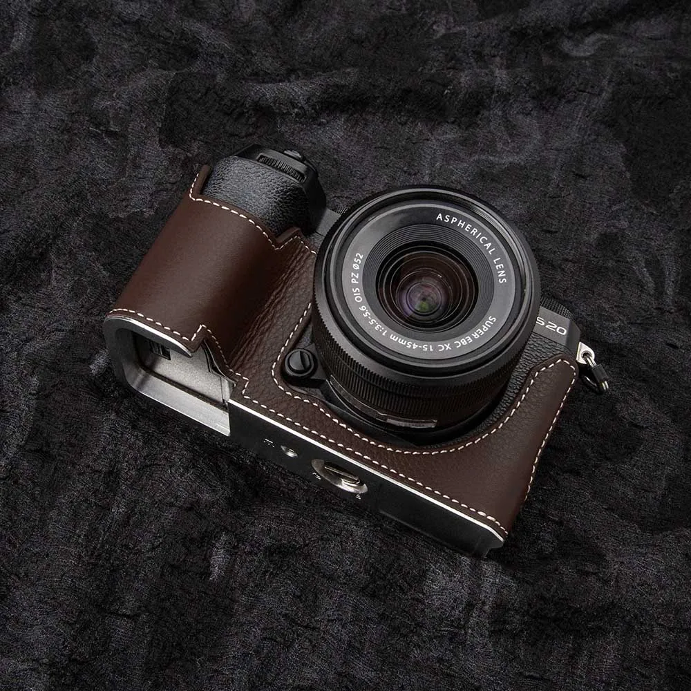 

XS20 Vintage Genuine Leather Camera Case X S20 Half-Wrap Leather Camera Protector for Fujifilm Fuji X-S20 Case With Metal Base