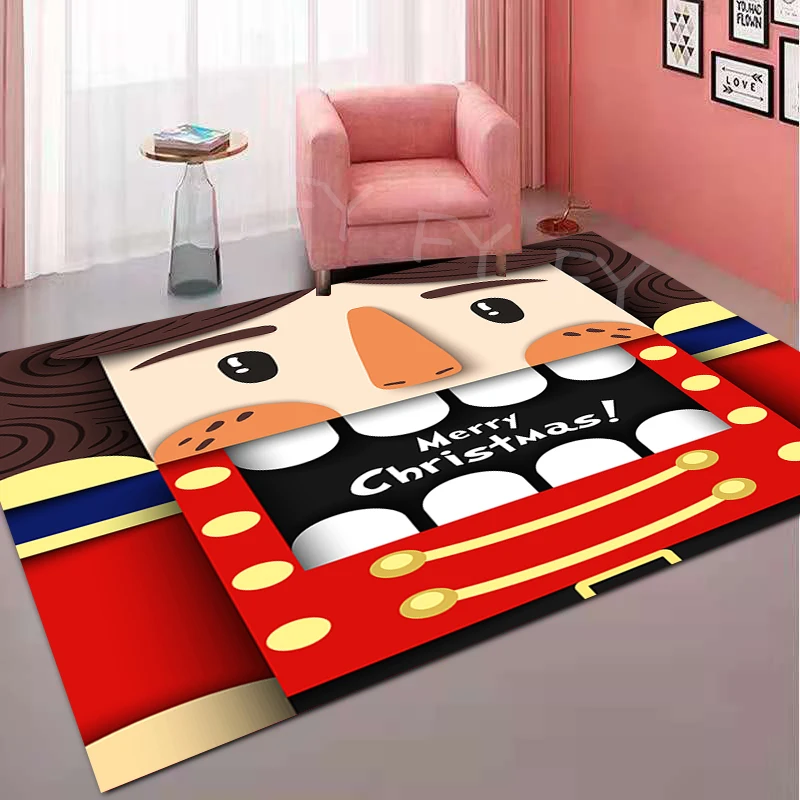 Red Christmas Nutcracker Carpet Home Living Room Bedroom Sofa New Year Decoration Carpet Holiday Party Decoration Door Mat