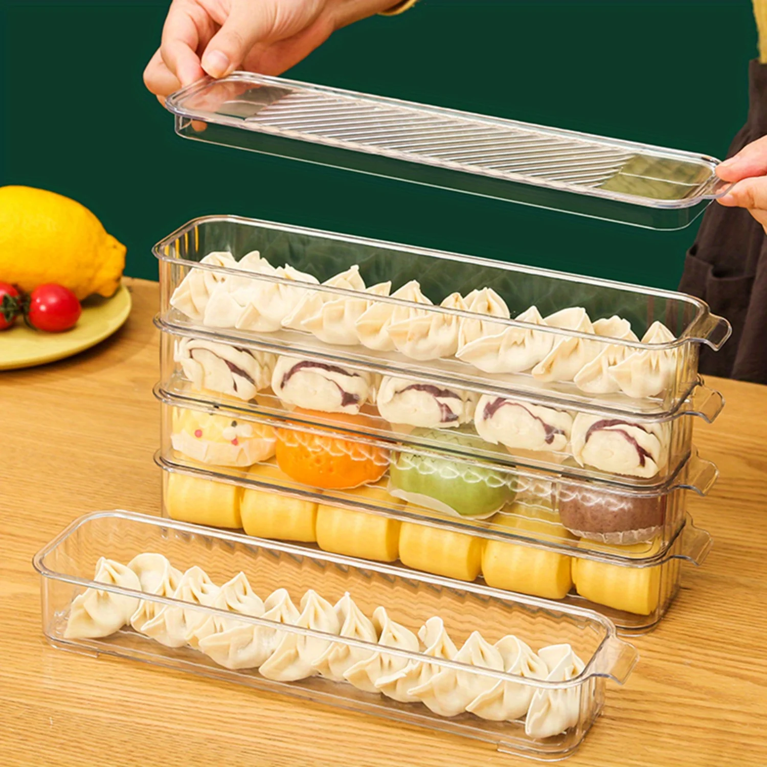 1pc Stackable Food Box with Lid, Portable and Leakproof Container for Dumplings, Wontons, Bread, and Fruits - Ideal for Organizi