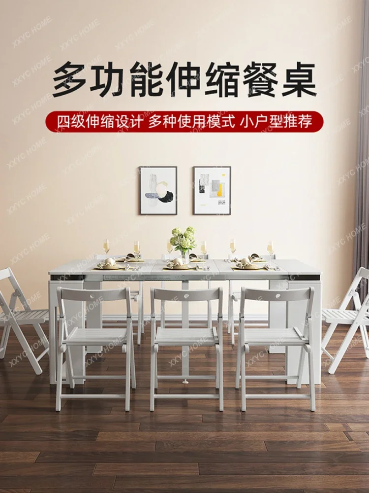 Invisible Retractable Folding Dining Tables and Chairs Set Simple Modern Small Apartment Home Multi-Functional Dining Table Chai