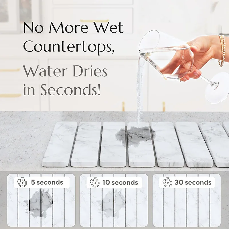 

Stone Table Mat Dish Drying Mat Foldable Diatomite Bath Mat Super Absorbent Drainer Kitchen Dishes Table Decoration &Accessories
