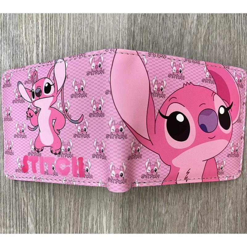 Stitch Wallet Stitch Angel Scrump Lilo Cartoon Cute Figure Short Fold in Half PU Portable MultiFunction Money Bag Men Women Gift