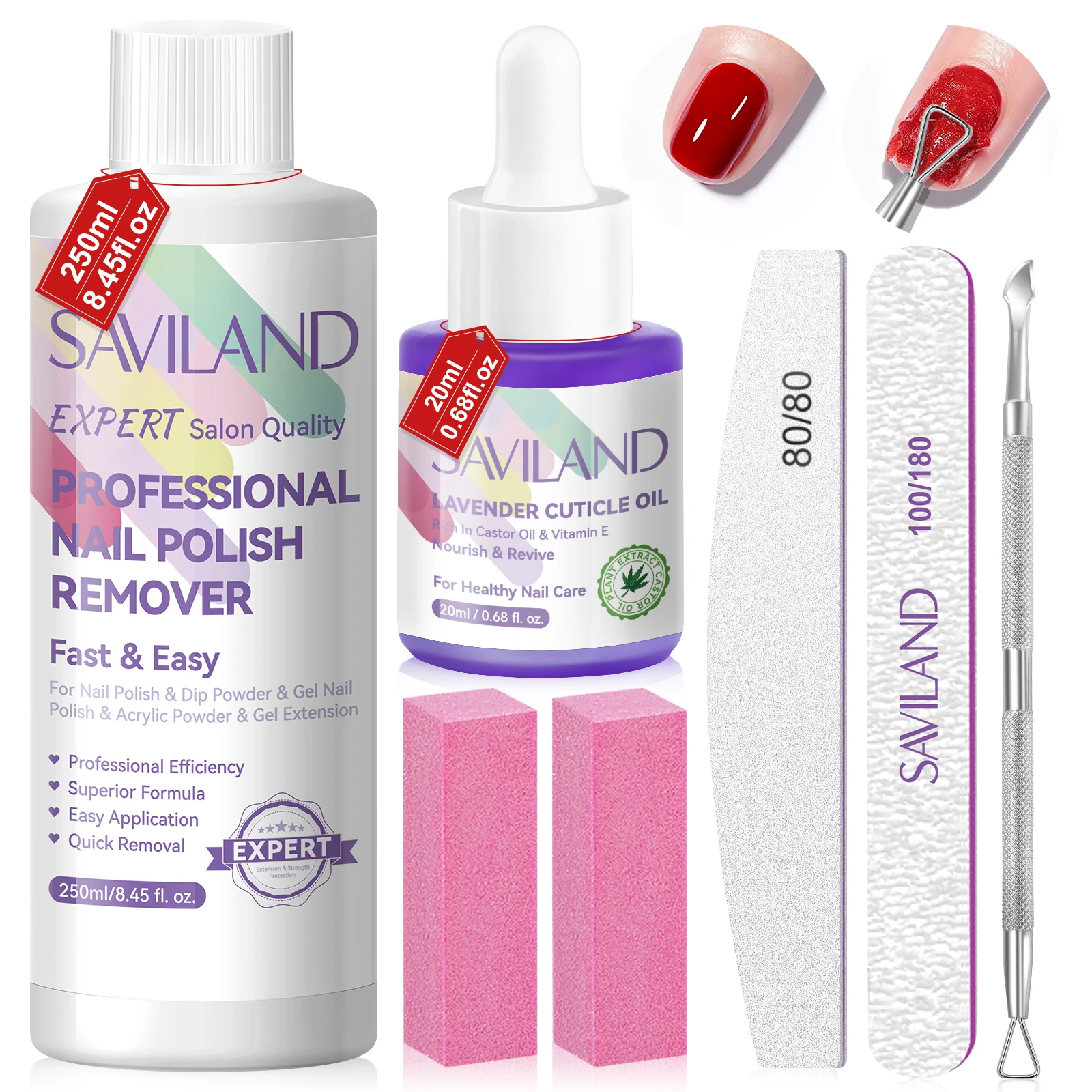 

SAVILAND Nail Polish Fast Remover Kit 250ml Magic Effect Nall Gel Professional Cleaner Function Polish Remove Semi Permanent