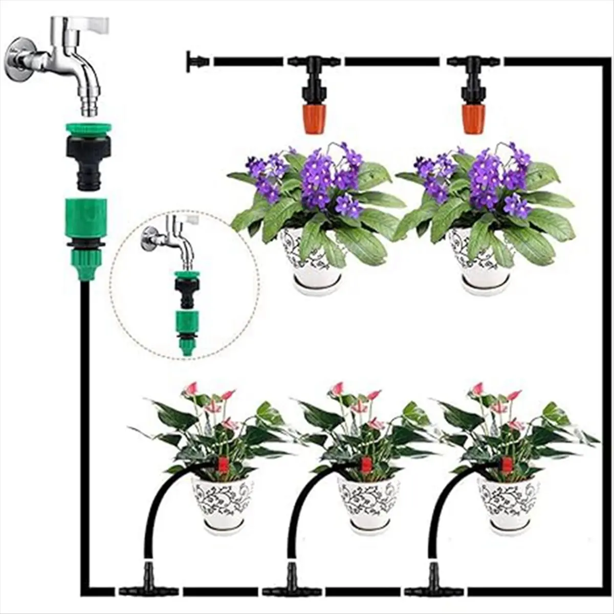 RANA 500PCS Garden Eight-Hole Adjustable Drippers, Garden Irrigation Nozzles, Courtyard Greenhouse Watering Nozzles