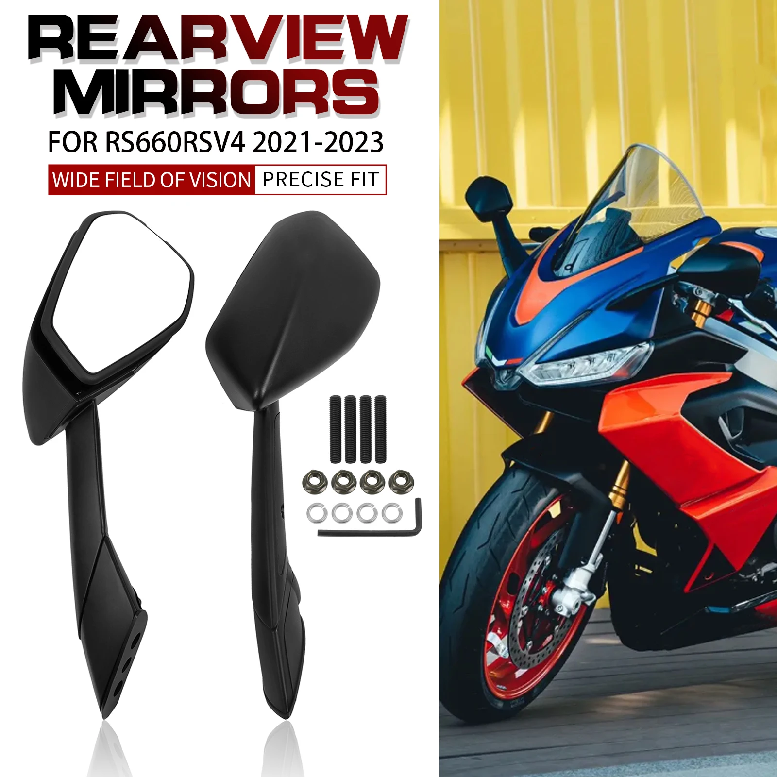 For Aprilia RS660 RSV4 RS 660 V4 2021-2023 Motorcycle Side Rear View Mirrors Rearview Mirror Left & Right With LED Turn Signal