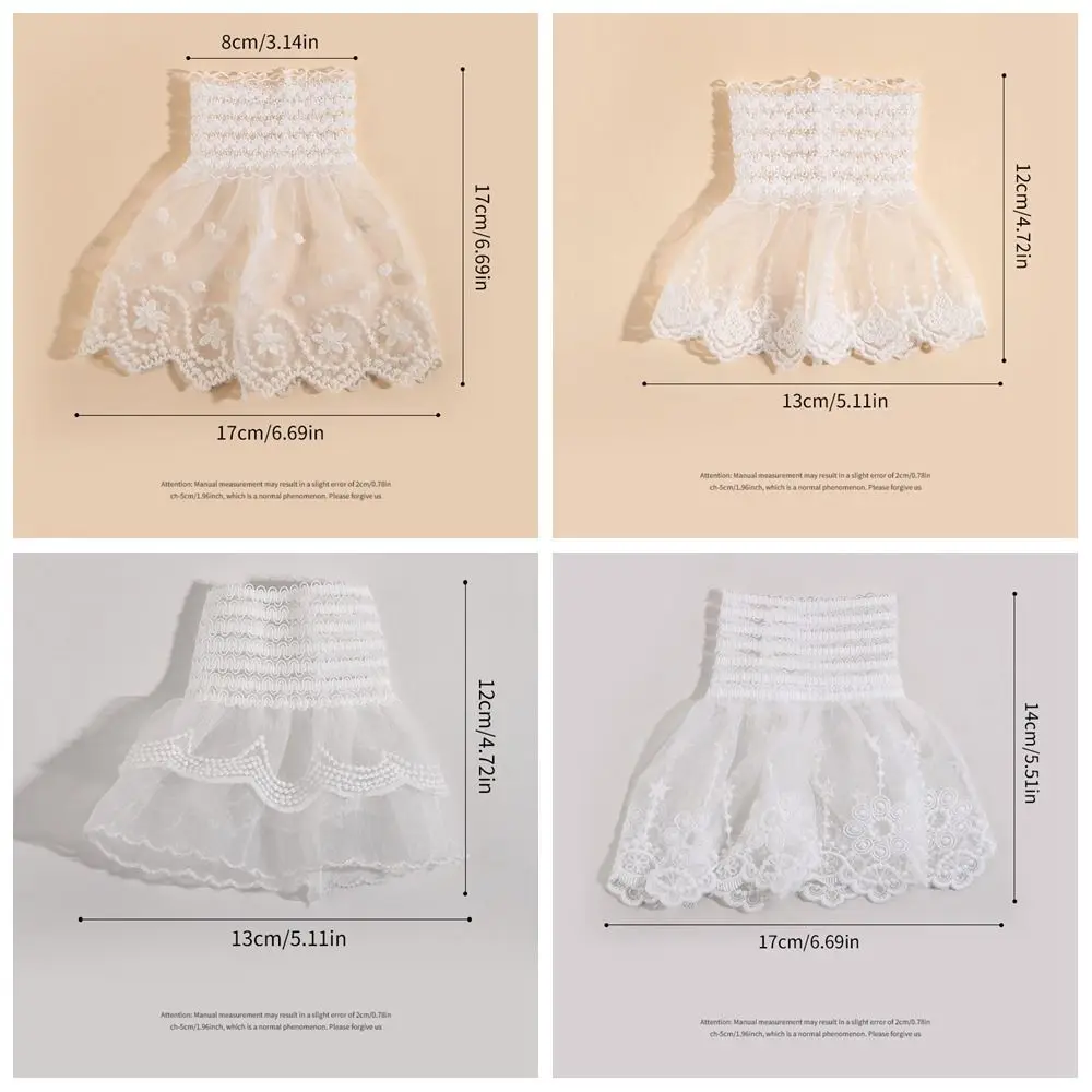 Casual Double Layer Lace Fake Cuffs Flower Polka Dot Horn Cuffs Decoration Elastic Solid Lace Sleeve Women's Daily Wear