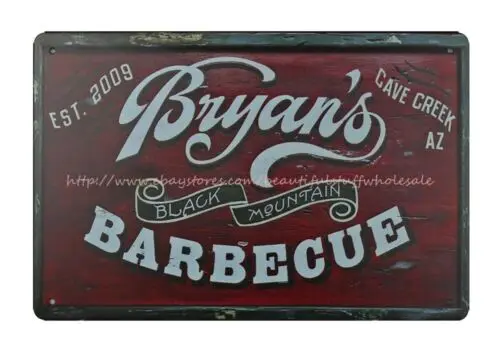 home decor accents Bryan's Black Mountain Barbecue metal tin sign