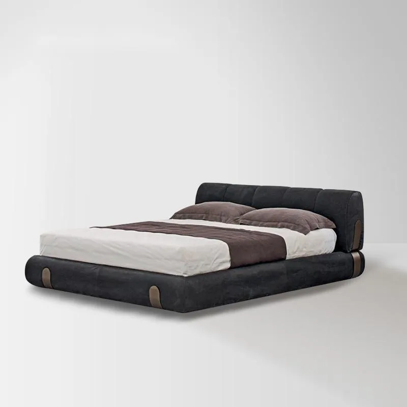 

Italian minimalist light luxury bed high-end sample villa homestay board house designer matte cloth bed bedroom furniture