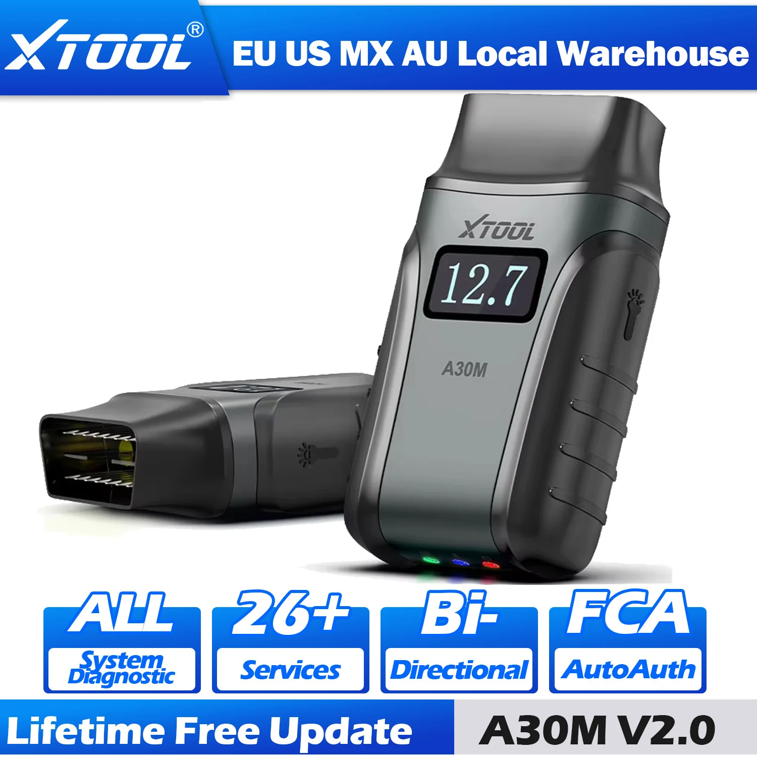 

Диагностический сканер XTOOL A30M для автомобилей: все системы, двунаправленный тест, 26 функций сброса, OBD2, CAN FD, FCA, считыватель кодов, пожизненная бесплатная поддержка.
