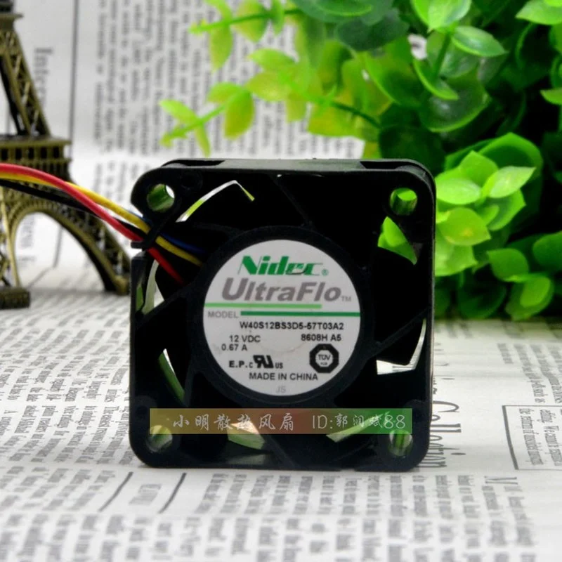 SSEA 새로운 팬 NIDEC W40S12BS3D5-57T03A2 4028 4cm 12V 0.67A PWM 냉각 팬 40x40x28mm