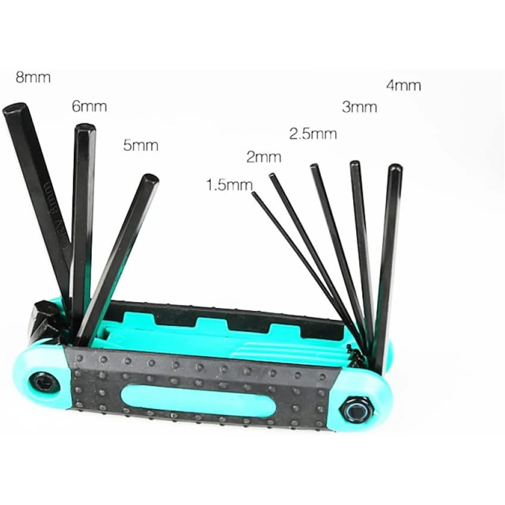 8 In 1 Folding Hex Wrench Metal Metric Allen Wrench Set Hexagonal Multifunction Tool Wrenches Allen Keys Hand Tool Portable Set,