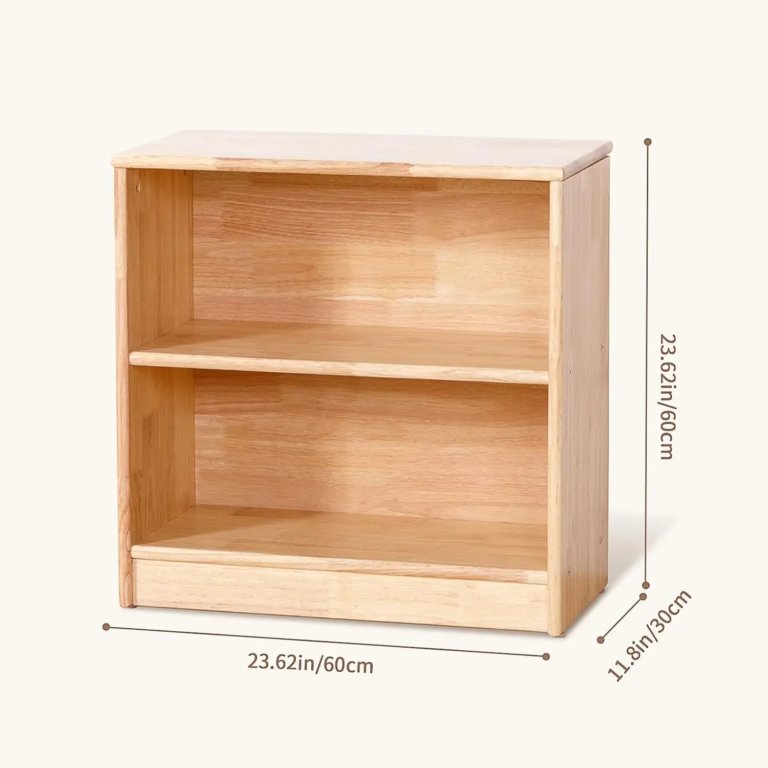 Holz-Montessori-Regal und Spielzeugaufbewahrung, 23,6" L, kompaktes Kleinkind-Bücherregal für kleine Räume, Aufbewahrungsschrank aus massivem Holz