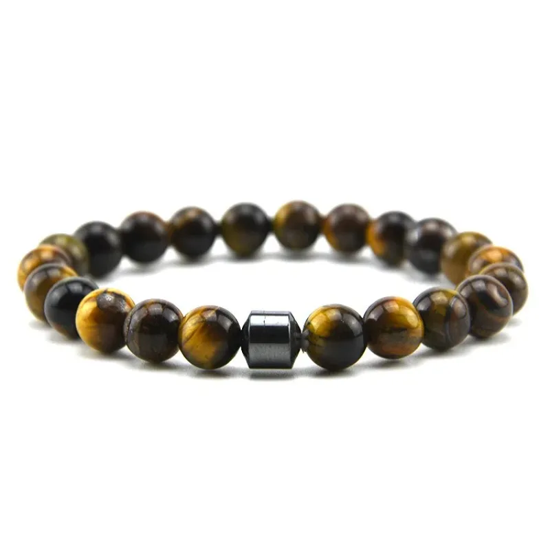 Hot Sale 3-4 Pieces Tiger Eye 8MM Fashion Beaded Bracelet Men/Boy Classic Magnetic Stone Bracelet Charm Gift for Dad/Husband/Boy