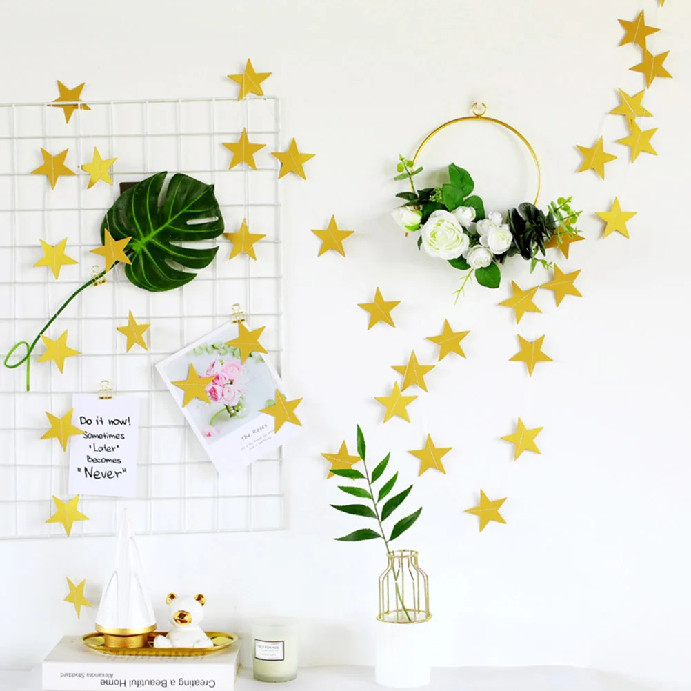 2M Party Banners Paper Star Garland Shiny Design Hanging Decorations Birthday Wedding Celebration Photo Props Hallway Table