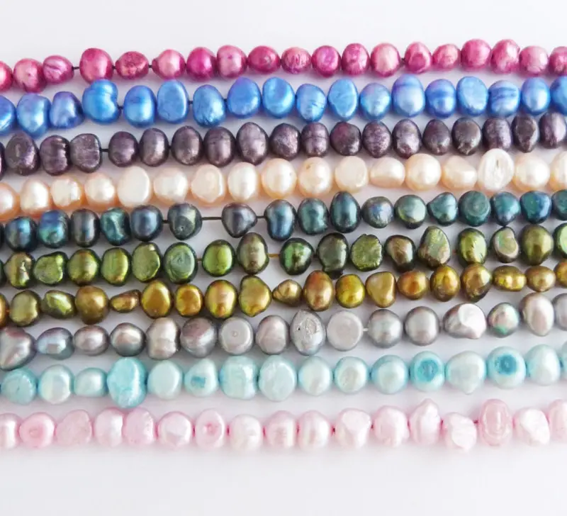 10PCS /  DIY 7-8MM Baroque Freshwater Pearl BEADS 15 