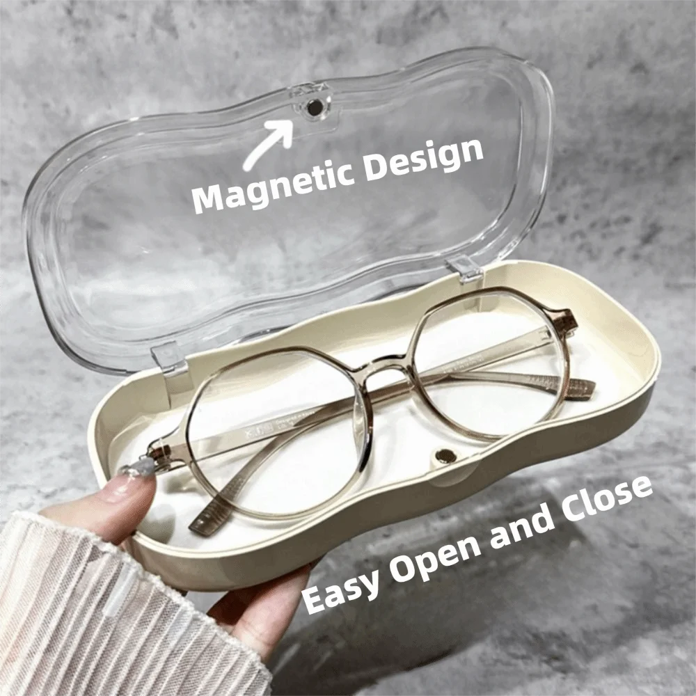 Boîte de rangement transparente pour lunettes, étui à lunettes de style kawaii avec nœud, étui de protection pour lunettes, étui de protection pour lunettes de soleil, idéal pour offrir en cadeau.