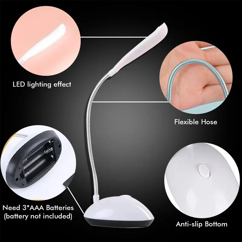 LED Book Lamp Battery Powered Table Lamp Flexible Learn Eye Protection Desk Lamp Portable Bedroom Office Reading Night Light