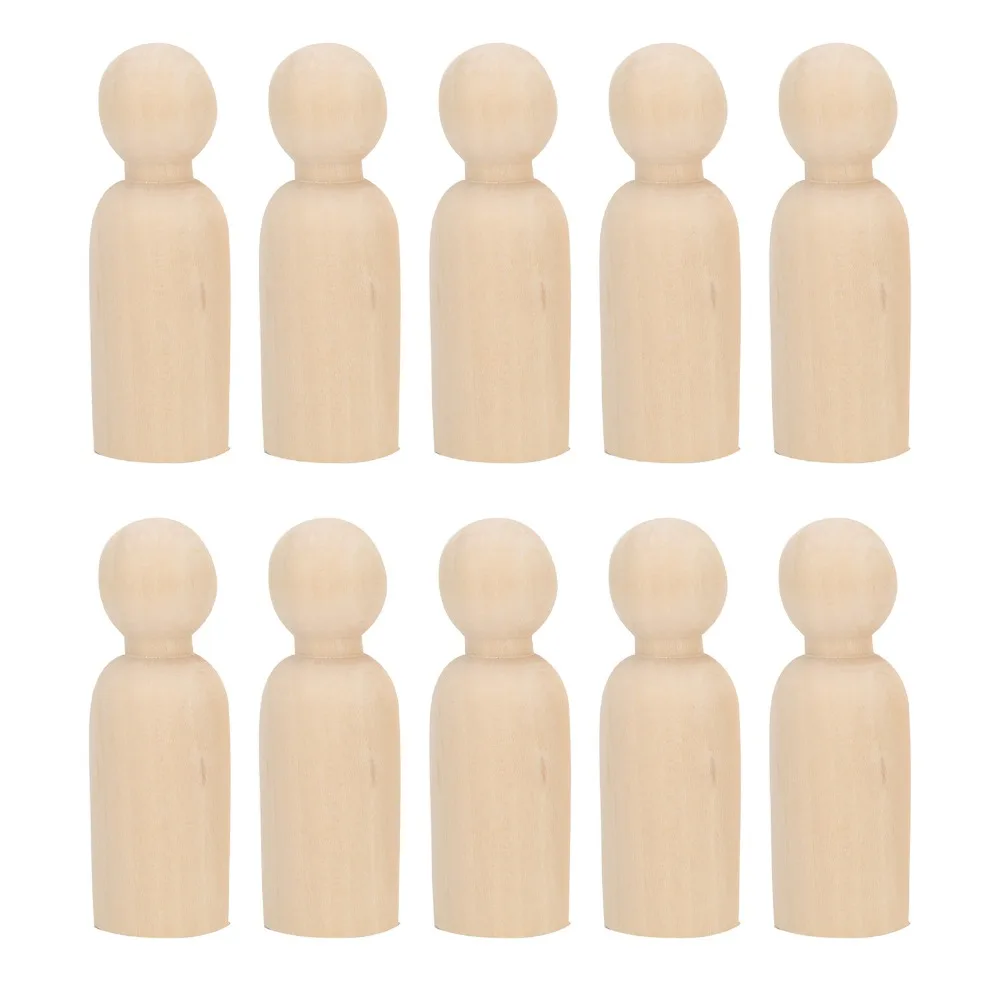 10pcs Artistic 75mm Size Wooden Peg Dolls Natural Wood Wooden Figures DIY Dolls Art Projects