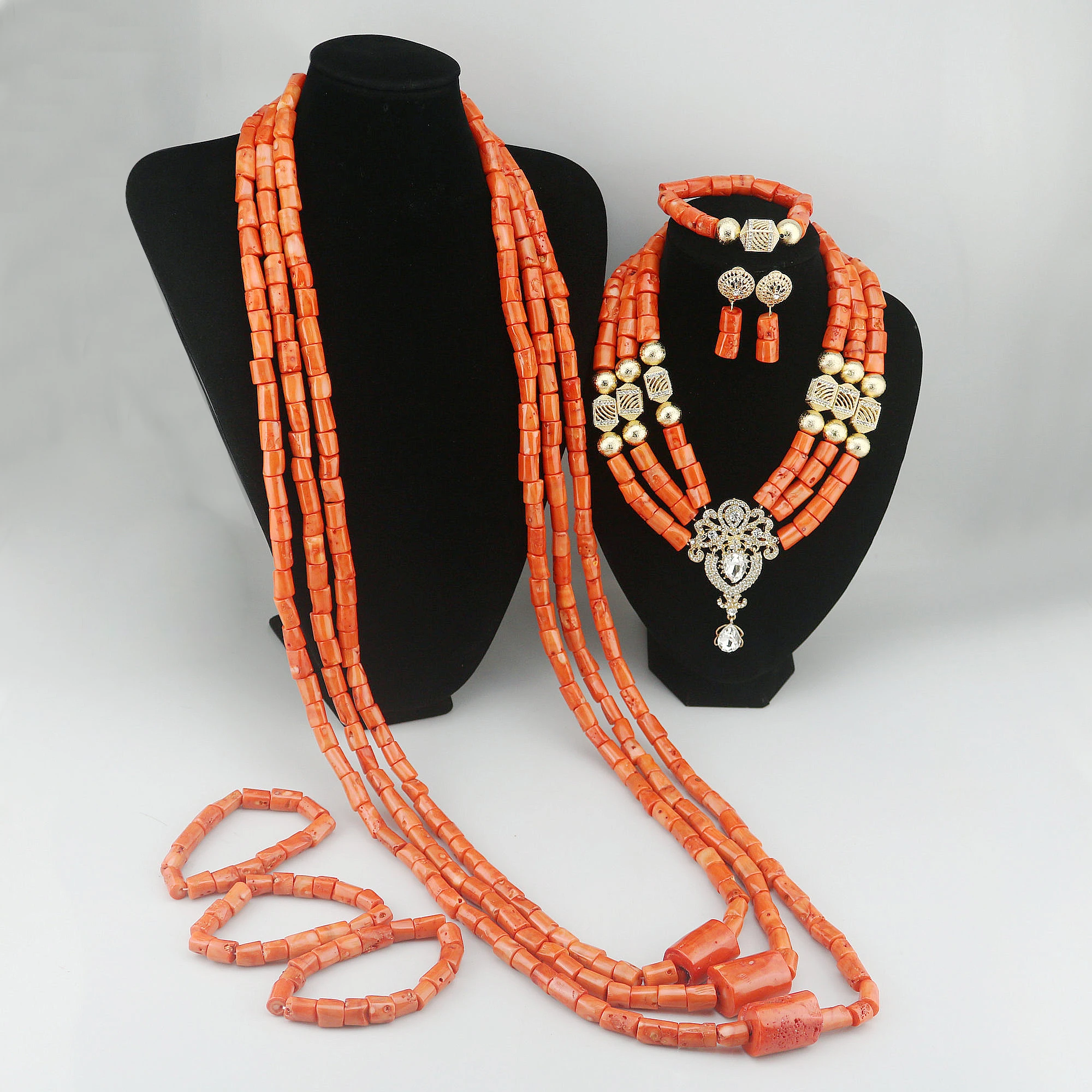 

2024 Latest Naturally Coral Jewelry Sets Luxury French African Nigerian Wedding Bridal 2024 Naturally Coral Beads Jewelry sets