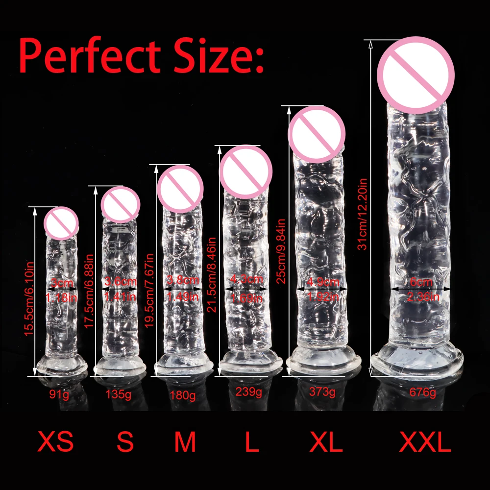 6Sizes Transparent Soft Real Vein Huge Dildo Soft Sexy Penis Adult Sex Toys For Women Men Gay Masturbate Anus Stimulate Products