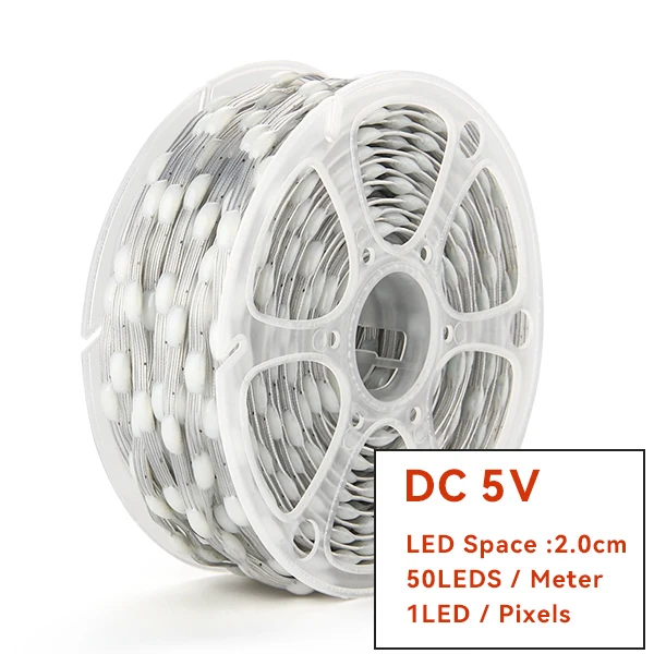 KTRLIGHT DC5V/12V 1,5 cm-10 cm Pitch 3Pin Klarer Draht WS2811 LED-Samen-Pixel-Lichterkette RGB IC adressierbar Vollfarbe IP68 7