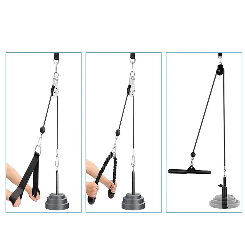 Silent Gym Cable Pulley System with Rotation Multi-Functional Stainless Steel DIY Home Gym Equipment for Biceps Triceps Training