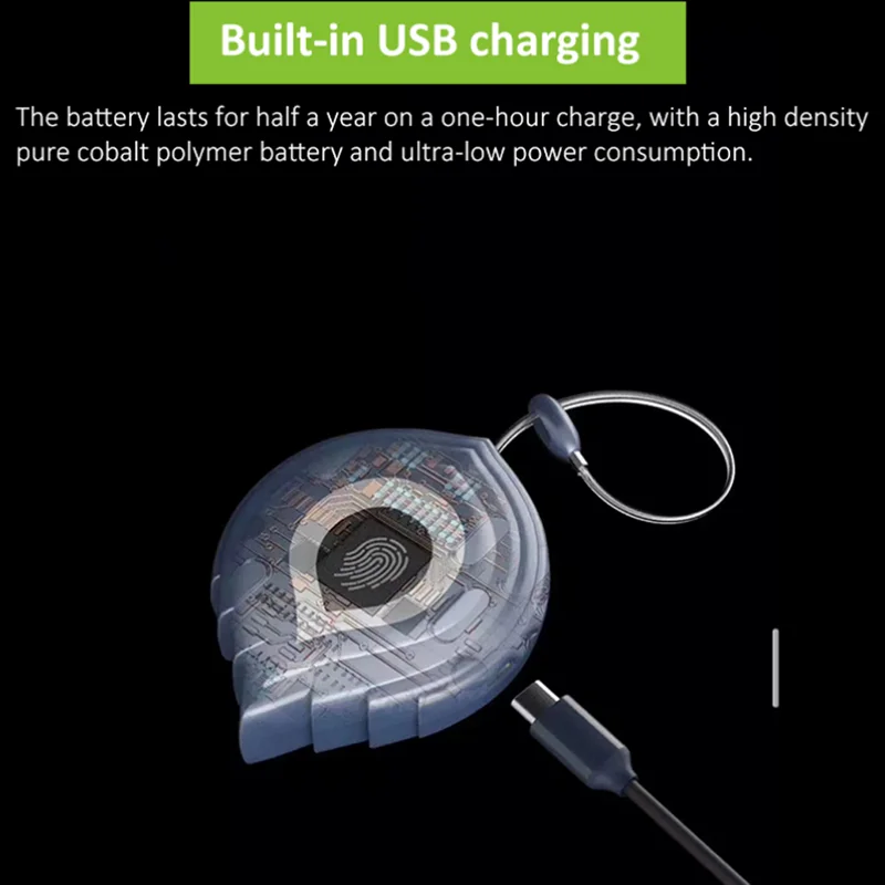 O20 Long Standby IPX2 Small Portable Fingerprints Stainless Padlock for Luggage Backpack Cabinet Fingerprints Padlock