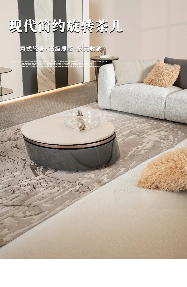Tavolino girevole minimalista italiano soggiorno tavolo da tè in acciaio inossidabile per uso domestico luce di lusso ad alto senso