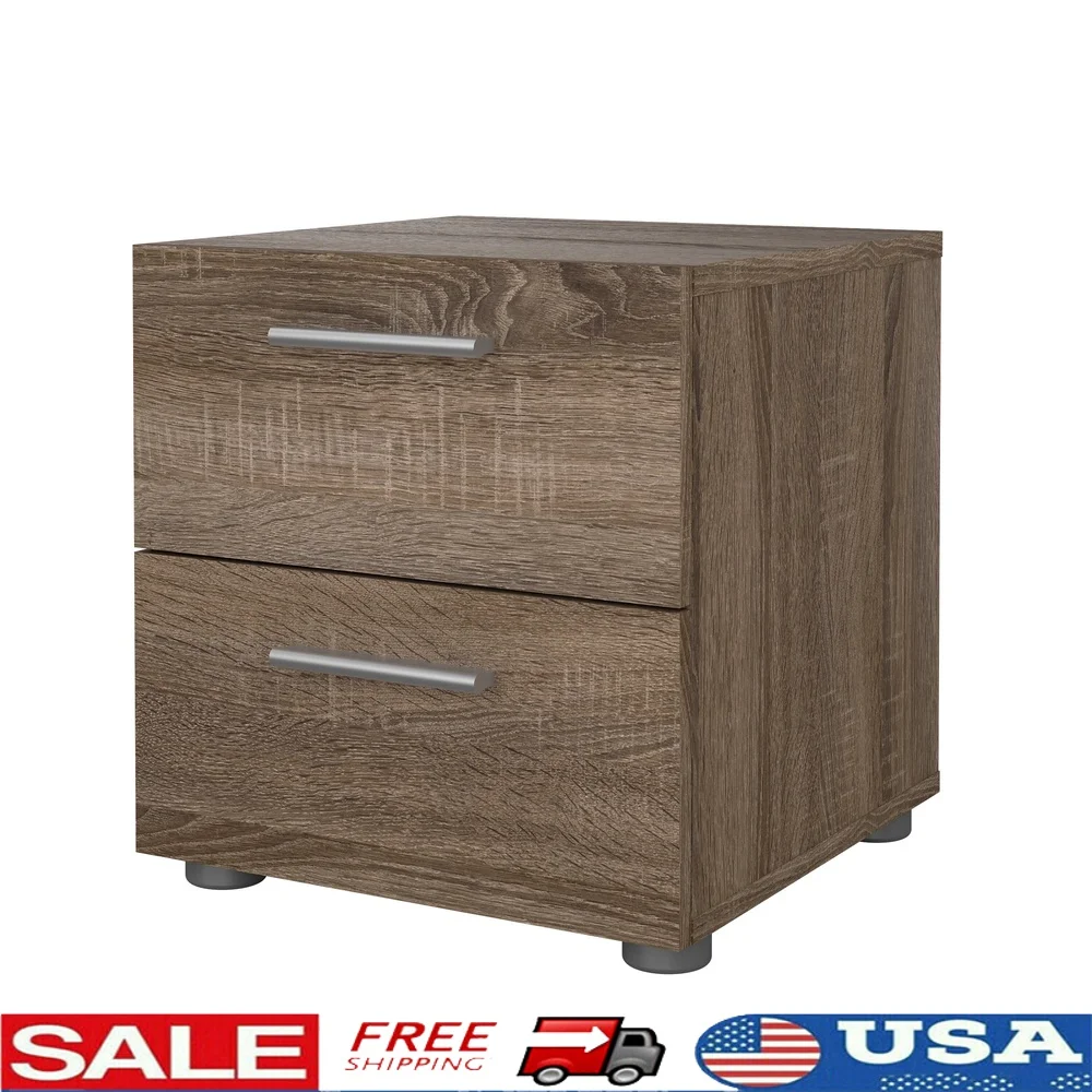 

Sleek 2 Drawer Nightstand Scandinavian Design Engineered Wood Bedside Storage Interactive Assembly Suitable Small Spaces Modern