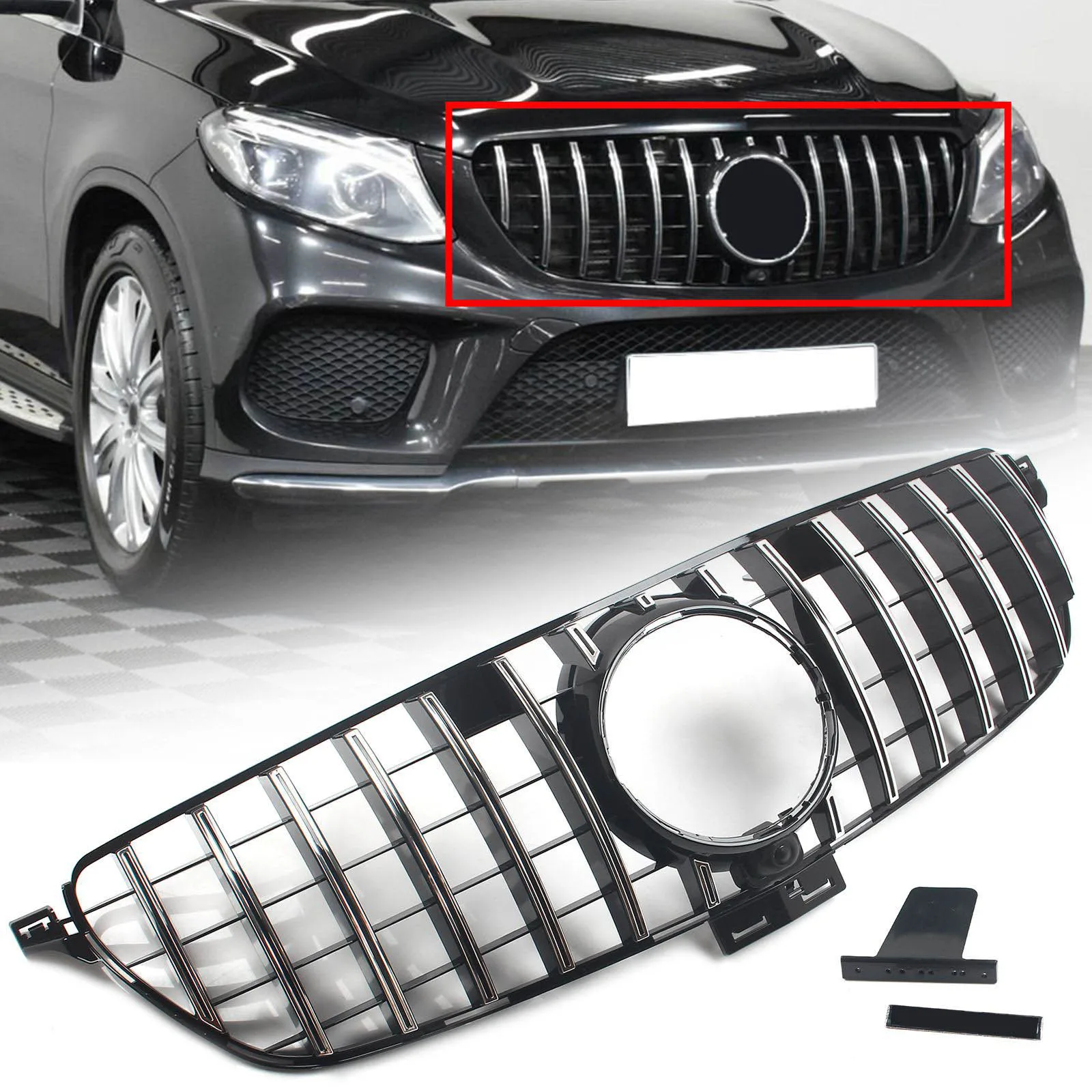 GT Style Car Front Bumper Grille Inlet Gril For Mercedes Benz ML-Class W166 2016 2017 2018 2019