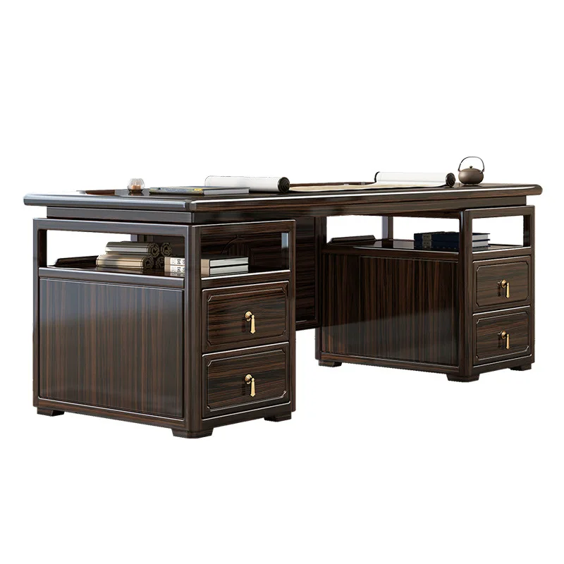 

New Chinese ebony solid wood desk desk boss table household class desk study table and chair combination calligraphy table