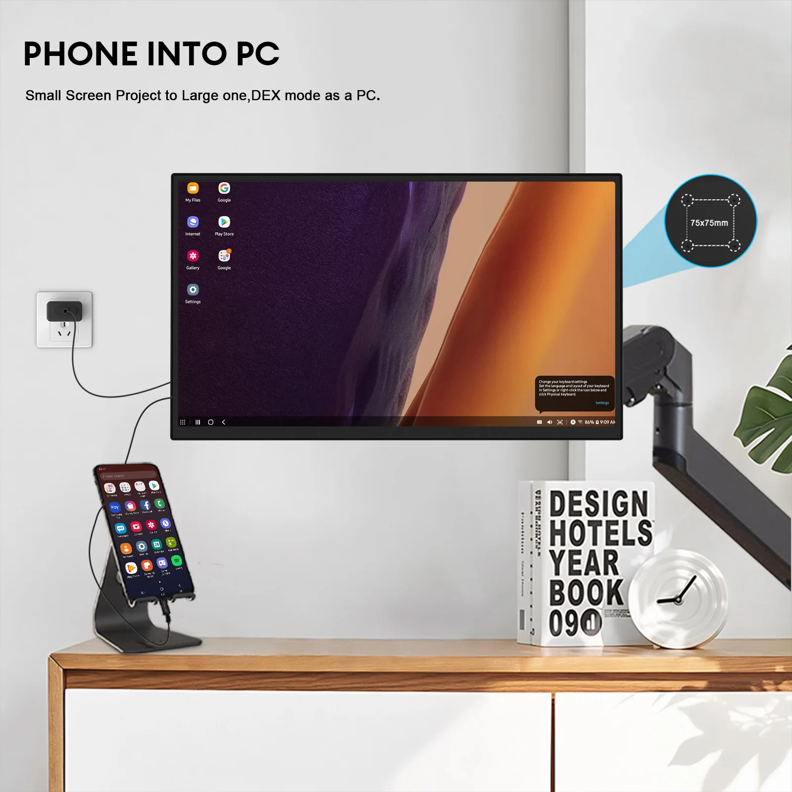 شاشة ZEUSLAP مقاس 18.5 بوصة 1920*1080P 100 هرتز HDMI Type C للألعاب المحمولة للهاتف، NS، PS5، XBOX، PC، شاشة تمديد الكمبيوتر المحمول #4