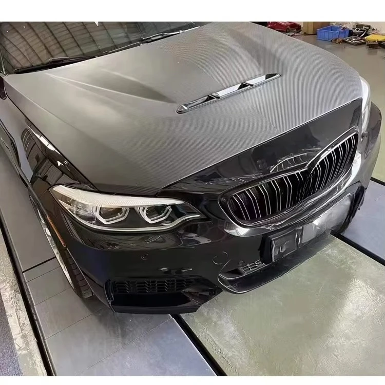 أجزاء تجديد السيارات غطاء محرك السيارة الأمامي من ألياف الكربون الحقيقية أغطية المحرك من ألياف الكربون لسلسلة 2 F21 F22 F87 M2 M2C CS Style