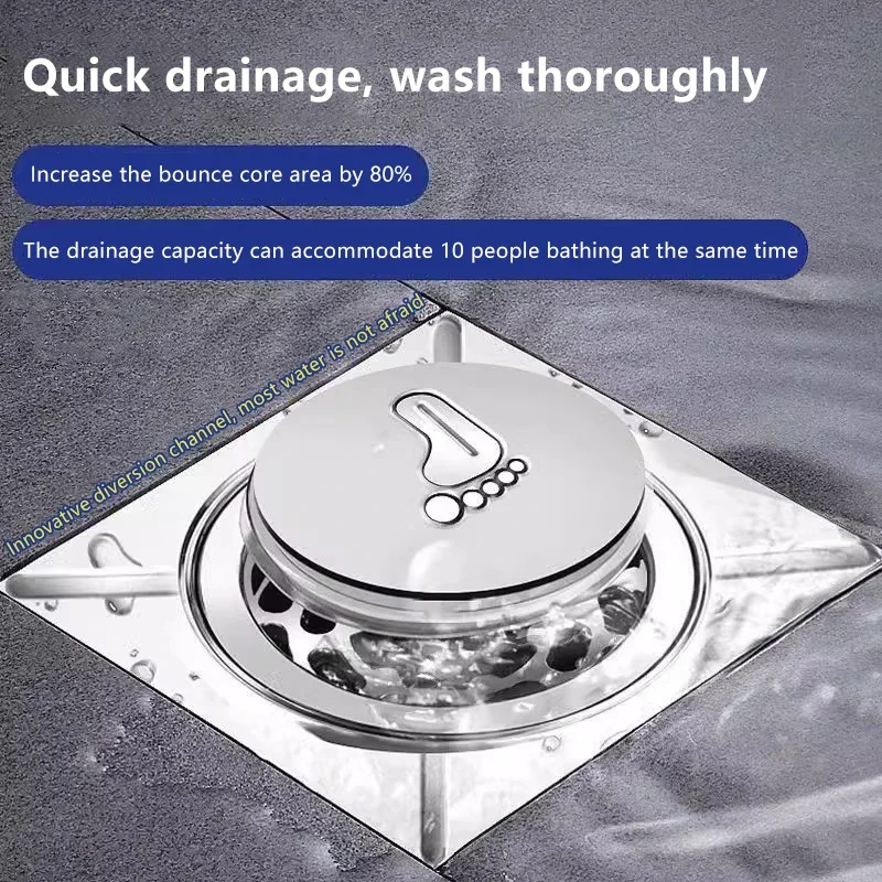 Pop Up Foot Floor Drain Square Shower Drain Bathroom Pop Up Floor Drain Sink Drain Stopper Foot Pedal Push Down Bath Drain Plug