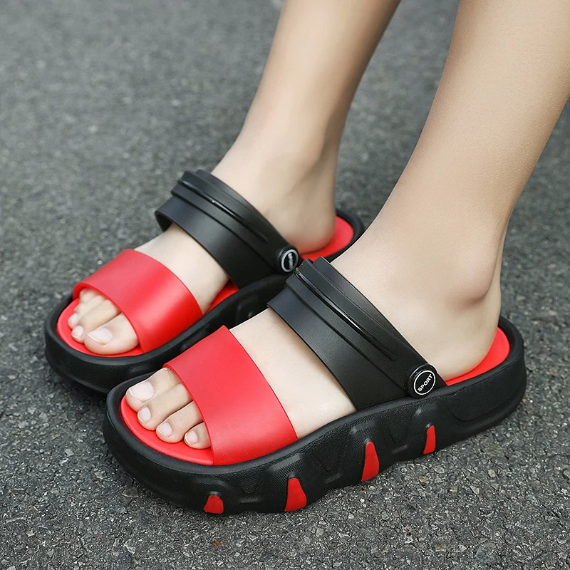 Summer Women Slippers Clogs PVC Jelly Platform Casual Shoes Beach Sandals Sides Size 36-45 Unisex Sandals Flip Flops Men Slipper