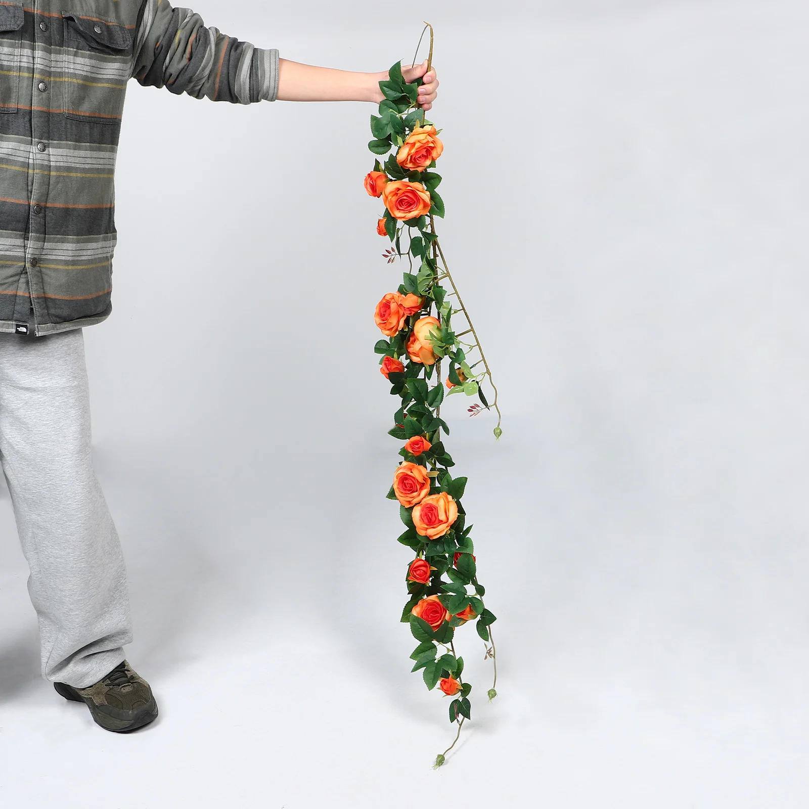 

Artificial Rose Vine Silk Flower Garland Wedding Arch Backdrop Balcony Outdoor Decorative Floral Vine Hanging Fake Flowers