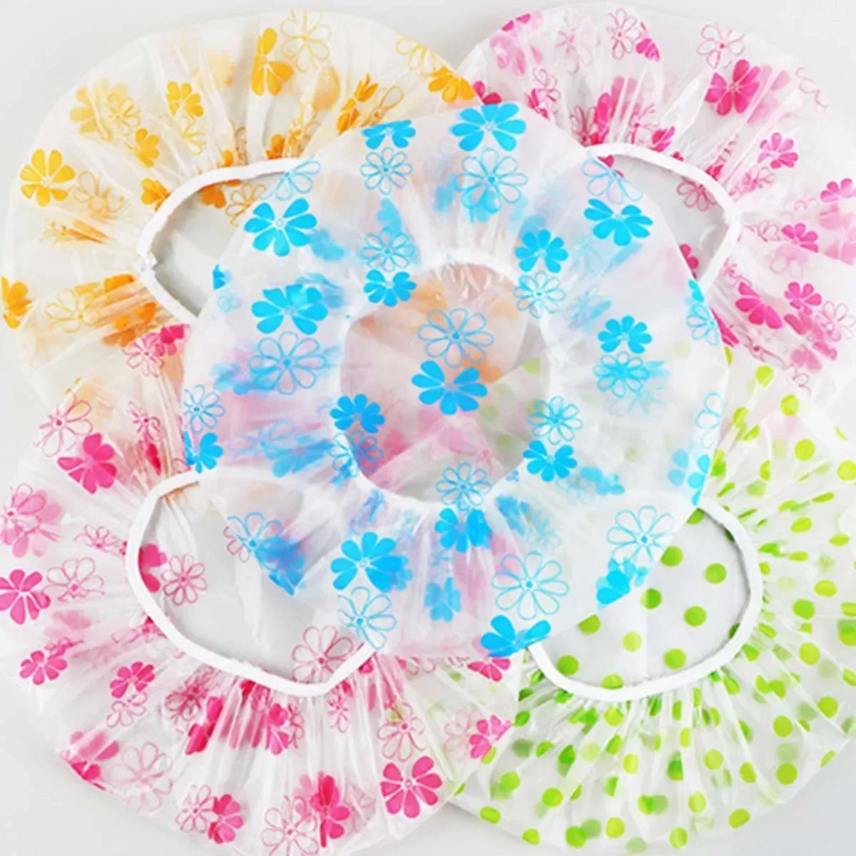 1/5/10pcs Shower Cap Waterproof Bathing Household Long Hair Shower Dry Hair Cap Kitchen Fume Prevention Sanitary Hat