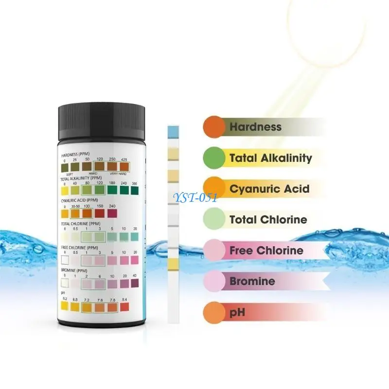 

E15A Water Quality Detection Drinking Water Tester Water Hardness Total Alkalinity Cyanuric Acid Test Strips for Pool