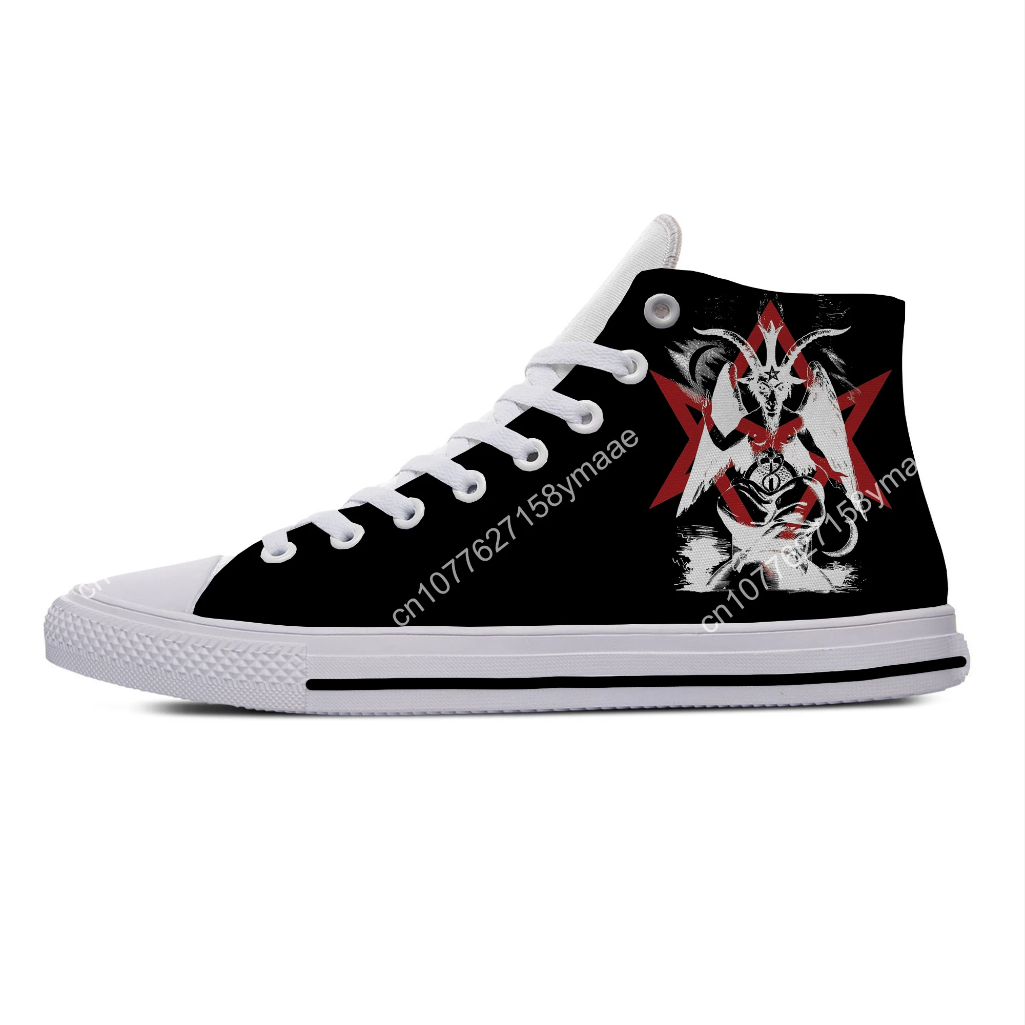 Hot Summer Baphomet Lucifer Demon Death Evil Grim Reaper Casual Cloth Shoes High Top Board Shoes Men Women Classic Sneakers