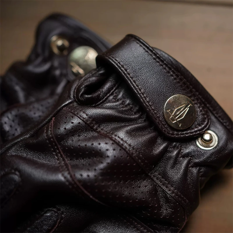 Goatskin Riding Leather Gloves, Vintage Moto Gloves for Motorcyclists, Breathable ,Touchscreen,Cycling Glove for men