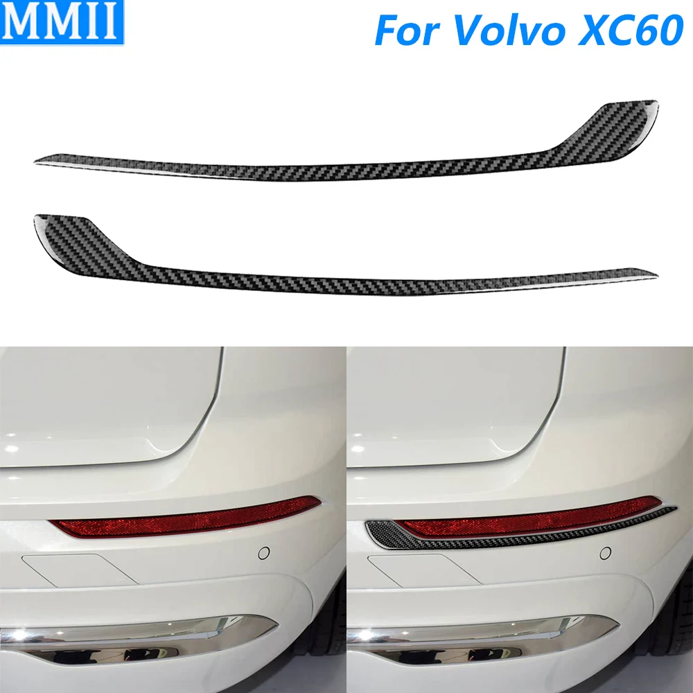 

For Volvo XC60 2018-2025 Carbon Fiber Rear Lip Bumper Brake Light Lamp Panel Decorative Cover Car Accessories Decoration Sticker