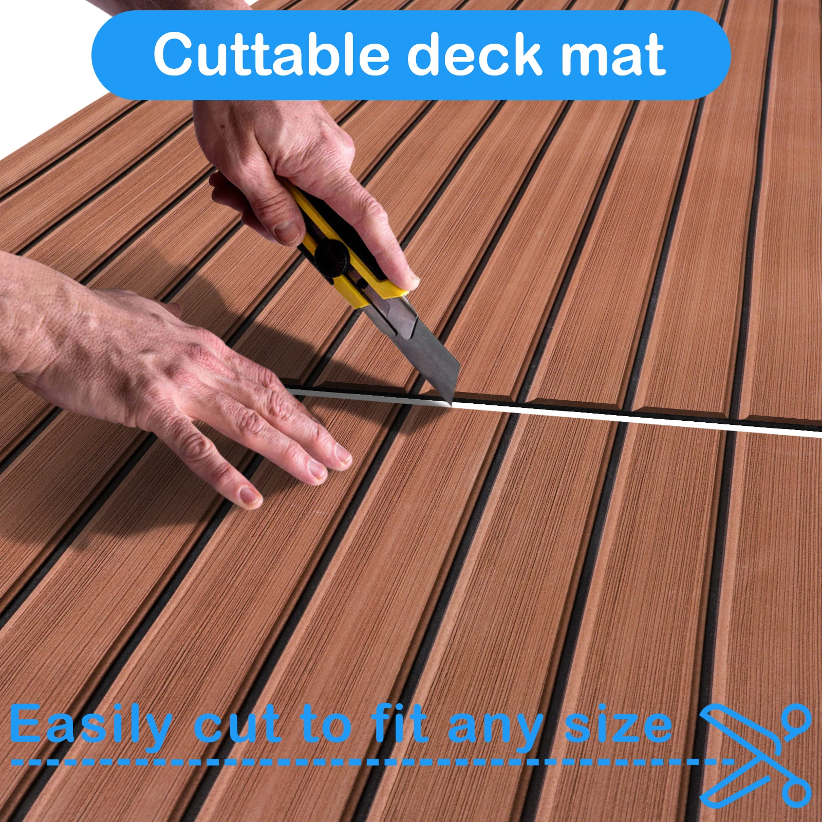 

EVA Foam Faux Teak Motorhome Floor Mat Self-Adhesive Anti-Skid Waterproof Shock Pad for Camper RV Interior Flooring ﻿