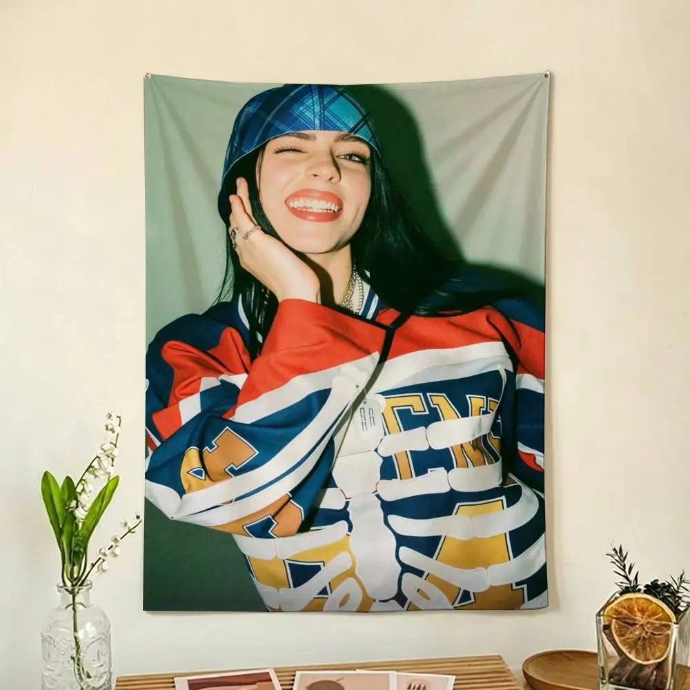 Singer B-Billie Eilish Flag Digital Printing Banner for Garage Wall Out Door Decoration