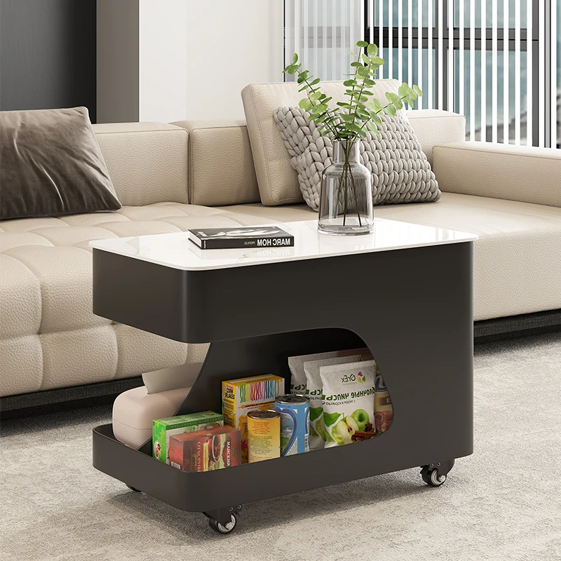 

Movable coffee table side table sofa side cabinet living room household trolley tea table small apartment high-end lifting rock